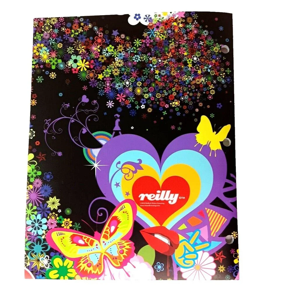 Mead Trapper Keeper Folders Butterflies Hearts Flowers Hippie Retro Vintage Four